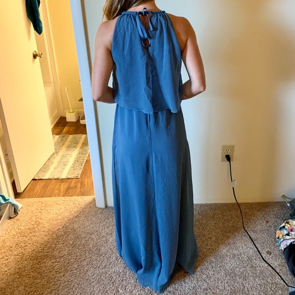 David’s Bridal Junior Bridesmaid Dress Steel Blue - Picture 3 of 8